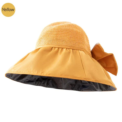 Foldable Anti-UV Ribbon Pouch Sun Hat