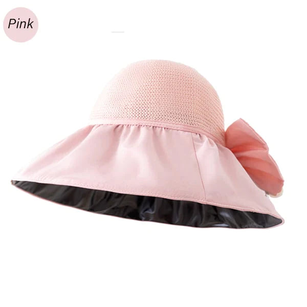 Foldable Anti-UV Ribbon Pouch Sun Hat