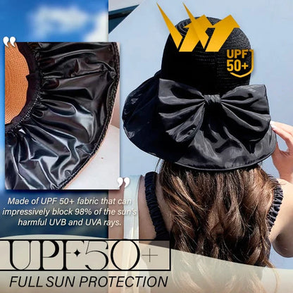 Foldable Anti-UV Ribbon Pouch Sun Hat