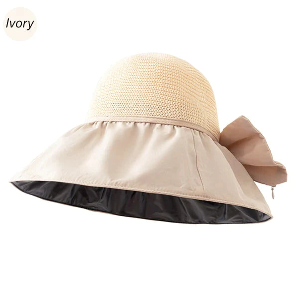 Foldable Anti-UV Ribbon Pouch Sun Hat